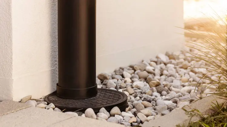 French drain installed to fix drainage problems.